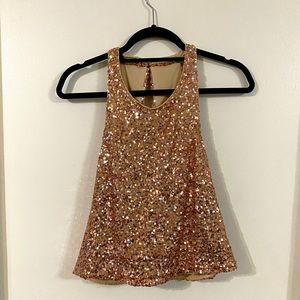 Rose Gold Sequins High Neck Top